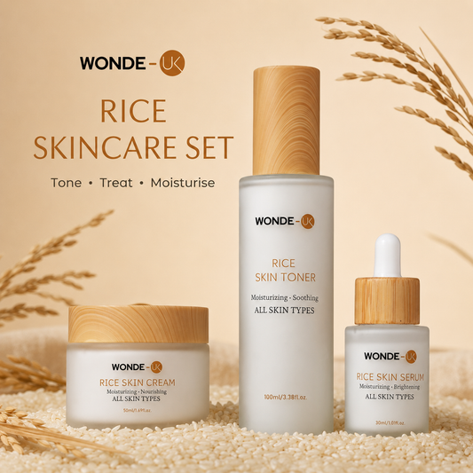 Wonde-UK Rice Skincare Set – Toner, Serum & Cream