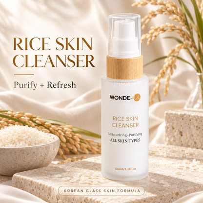 WONDE-UK Rice Skincare Kit Pack of 4 | Korean Skincare Set | Rice Cleanser, Rice Toner, Rice Serum & Rice Cream | 4-Step Korean Glass Skin Routine | Hydrating K-Beauty Skincare