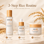 WONDE-UK Rice Skincare Set (3-Step) | Korean Toner, Serum & Cream