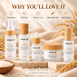 WONDE-UK 5-Step Rice Skincare Set | Cleanser, Toner, Serum, Cream & SPF50+