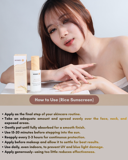 Wonde-UK Rice Sunscreen – Brightening, Hydrating & Lightweight Daily Protection,  Moisturising Sunscreen for All Skin Types