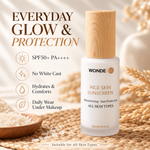 WONDE-UK Rice Sunscreen SPF50+ PA++++ | Lightweight, No White Cast