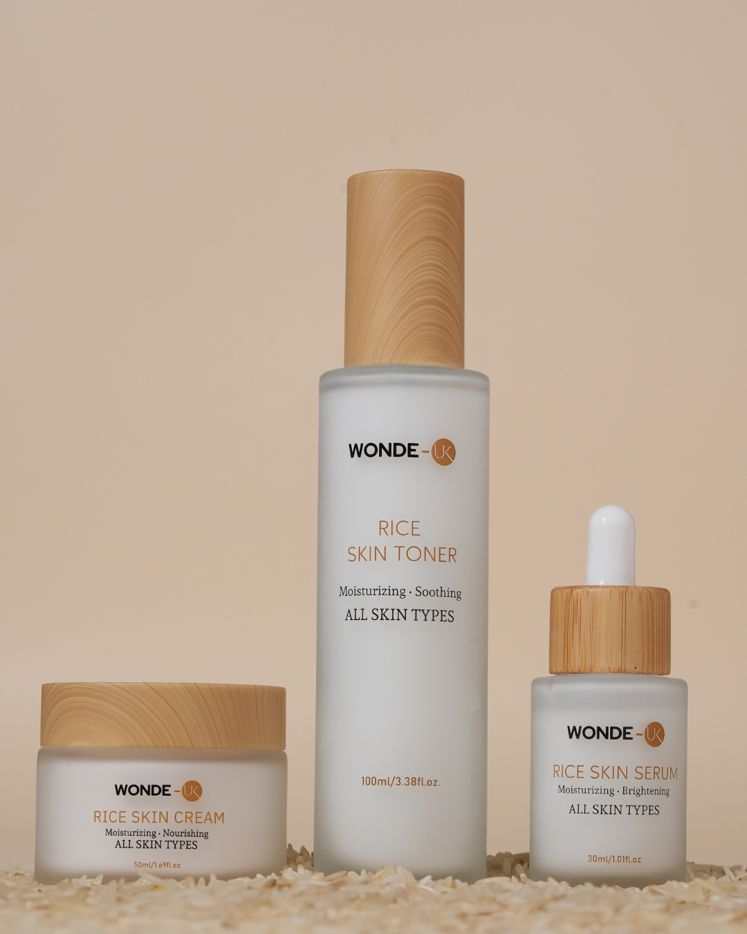 Wonde-Uk Rice Skincare Set – Serum, Toner, Cream