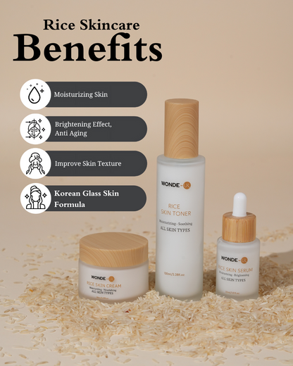 Wonde-Uk Rice Skincare ✨ Set ✨ Serum, Toner & Cream