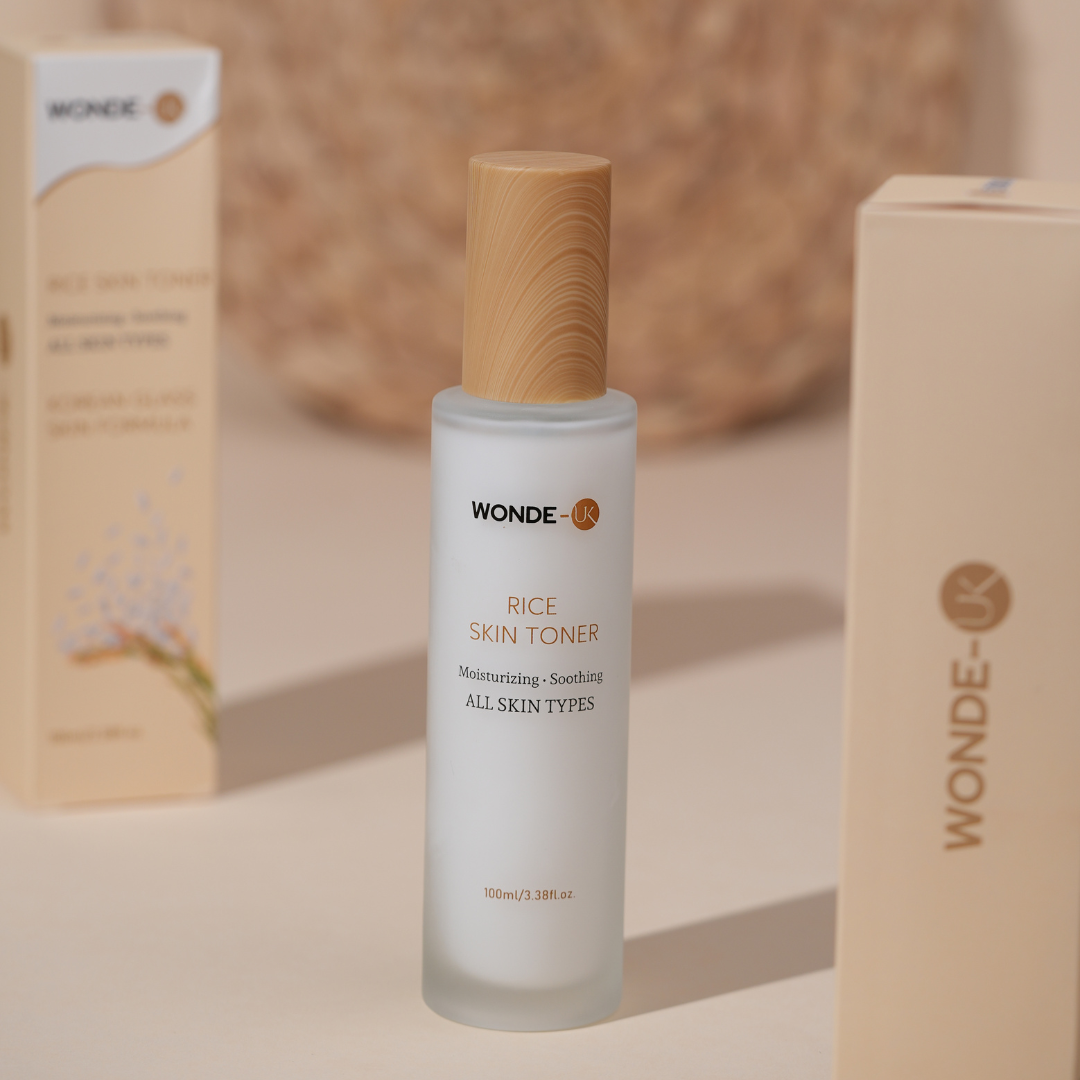 Wonde-UK Rice Skin Care Set - Pack of 5 Includes Cleanser, Toner, Serum, Cream & Sunscreen for All Skin Types